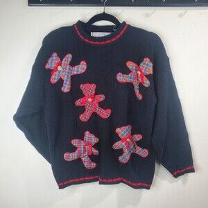 Bear With Us By Ted E Bear 1989 Christmas sweater size Large